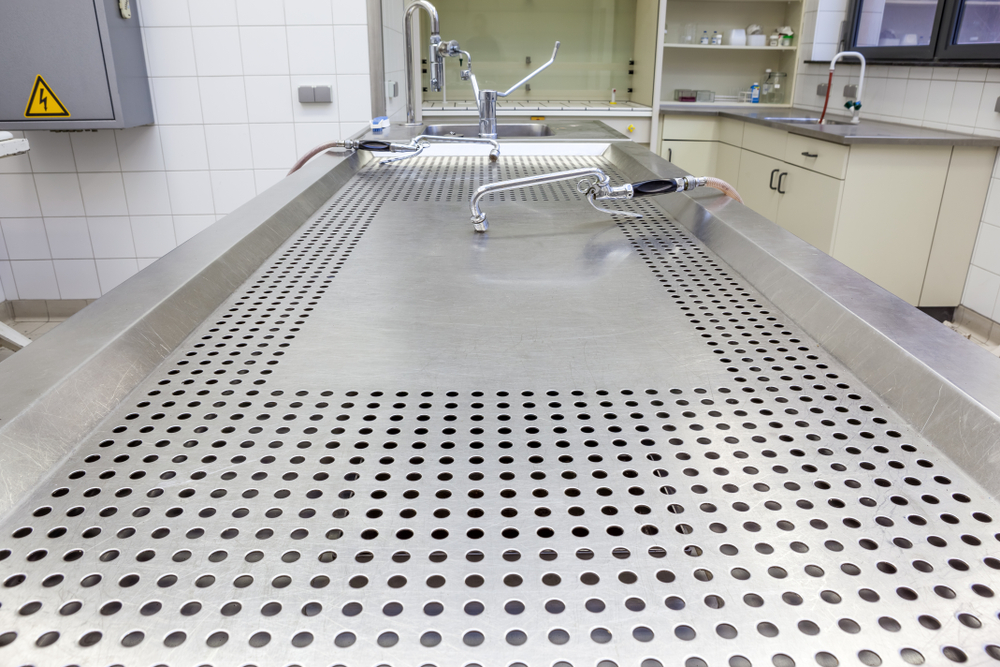Stainless steel autopsy lab table