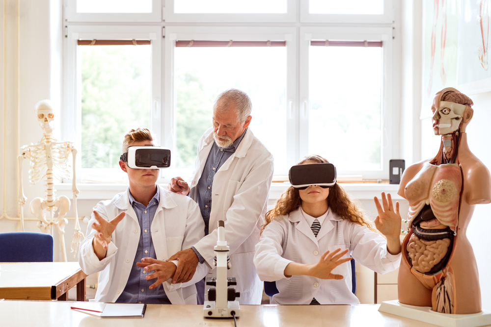 biology Lab tables with VR 