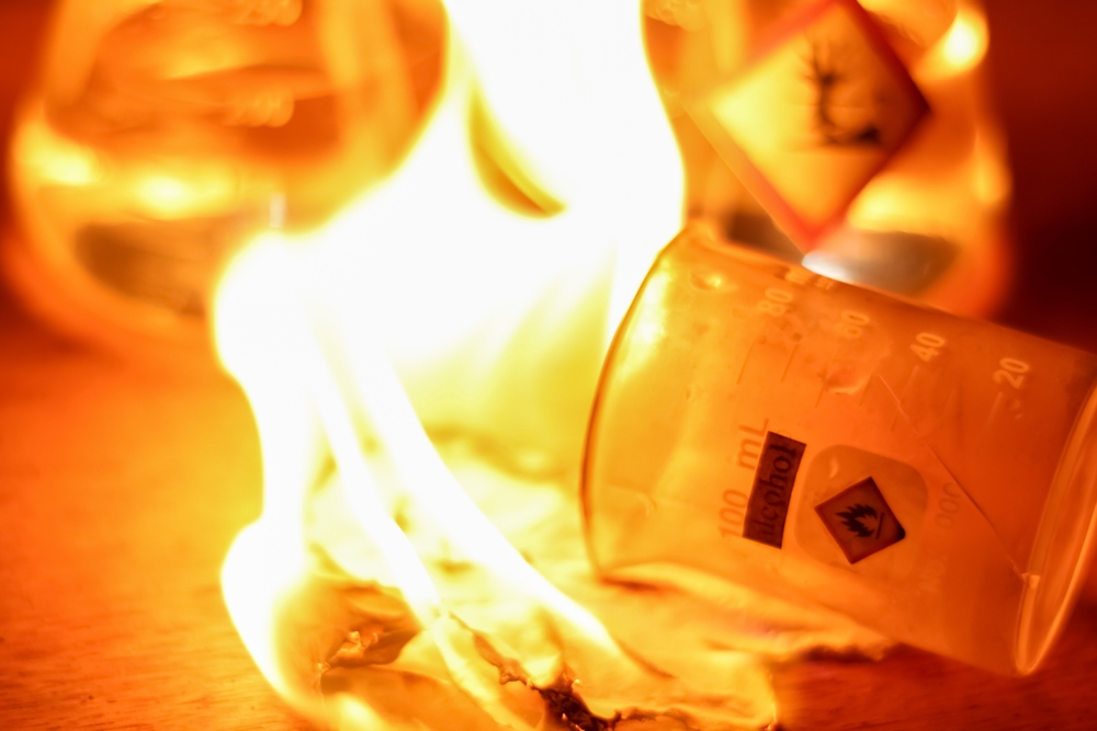 Chemical alcohol fire in the lab