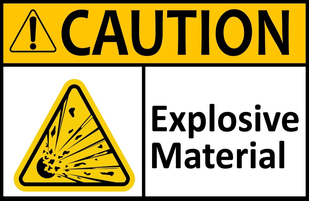 Warning sign on explosion-proof cabinets