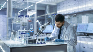 Food science and safety research scientist conducts Experiments in research lab
