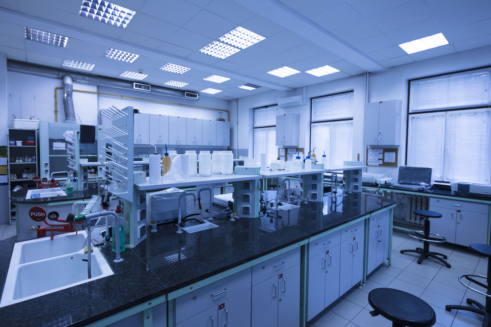 Modular lab furniture in busy university lab