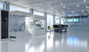 Energy-efficient lab interior with natural light