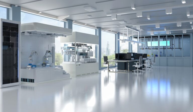 Energy-efficient lab interior with natural light