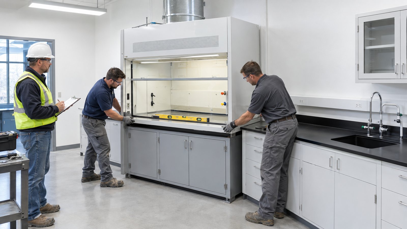 03 installation crew fume hood